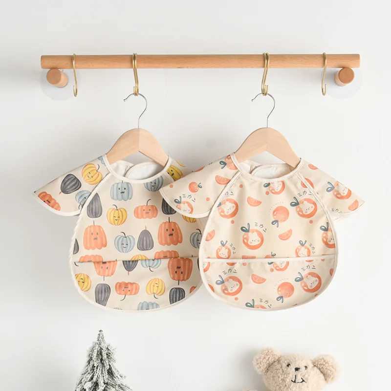 Bibs Burp Cloths New Waterproof Short Sleeve Baby Bibs Cute Cartoon Washcloth Feeding Apron Bib Soft Burp Cloth For Toddler Boy Girl Bandana BibsL4812