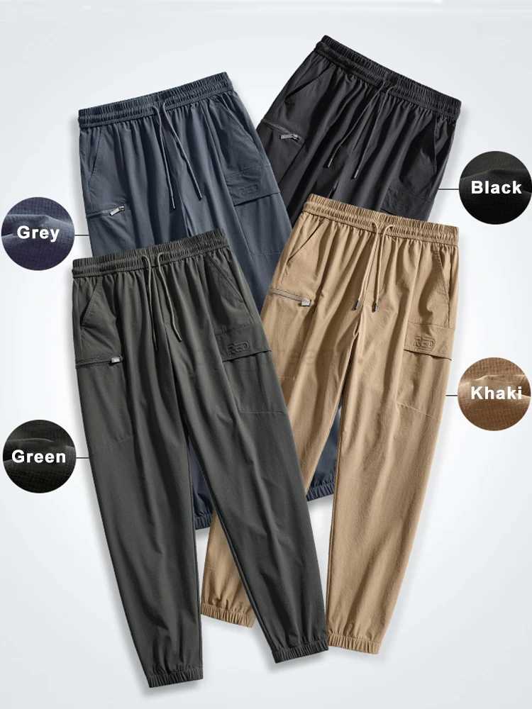 Summer Quick Dry Men Joggers Sweatpants Breathable Stretch Ankle-Length Sport Casual Cargo Pants Male Loose Track TrousersXJ240813