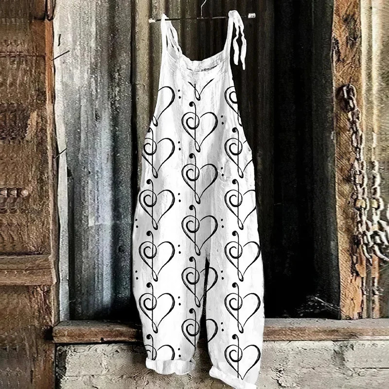 Womens Summer Fashion Retro Rompers Small Fresh Flower Pattern 3D Printed Suspenders Large Size Comfortable Suspenders 240813