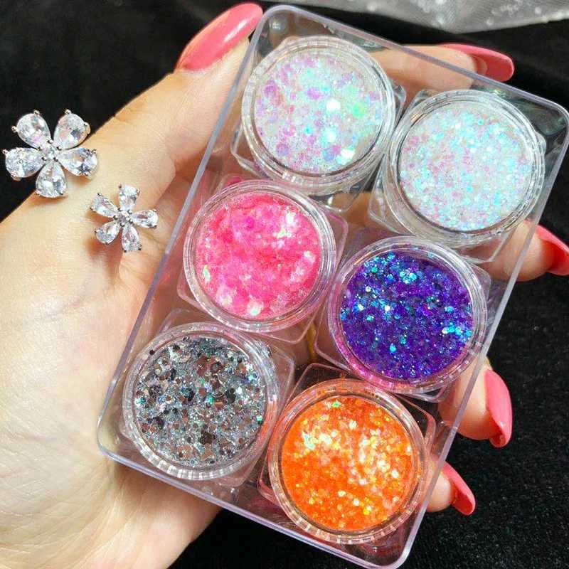 6-color sequin gel eye shadow palette glitter diamond eye shadow makeup hair body face glitter gel art glitter loose sequin cream W240812