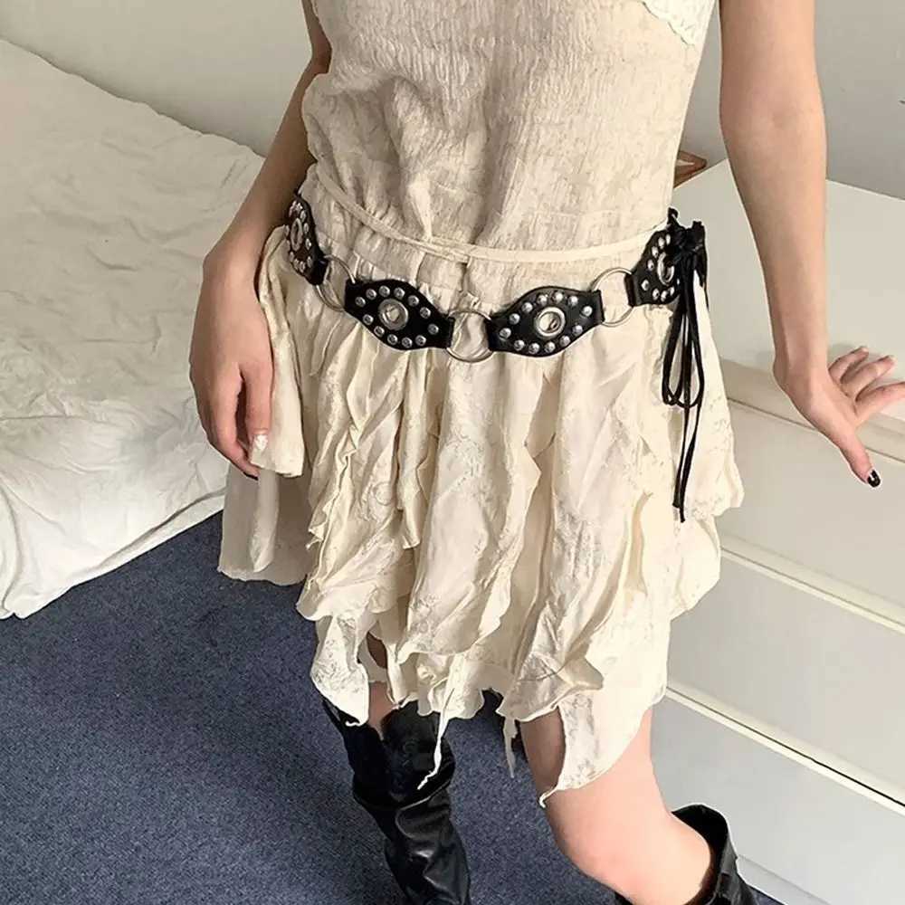 1PC Womens Fashion Belt Y2K Punk Belt PU Leather Retro Design Jeans Belt Versatile Belt W240807