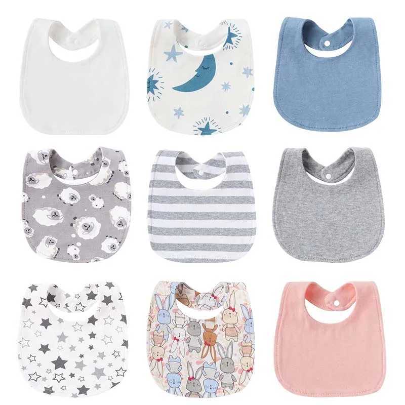 Bibs Burp Cloths Cotton Newborn Baby Bibs Cute Print Kids Baby Saliva Towel Solid Color Newborn Burp Cloths for Girls Boys Feeding AccessoriesL4812