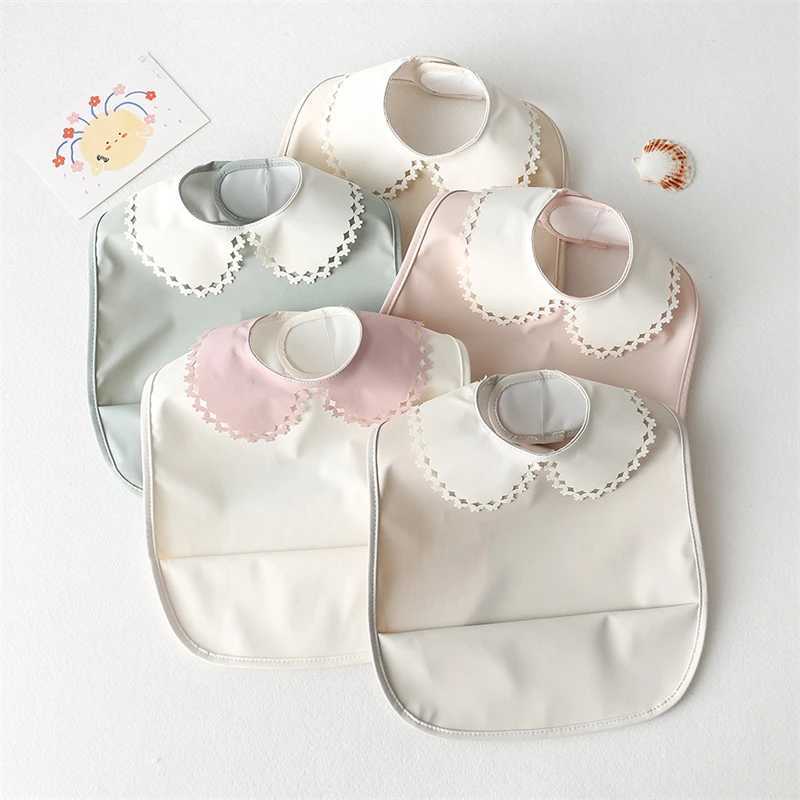 Bibs Burp Cloths Baby Bibs INS Nordic Style Infant Boy Girl Waterproof Soft PU Bib Meal Protection Feeding Burp Cloth With Pocket Easy CleanL4812