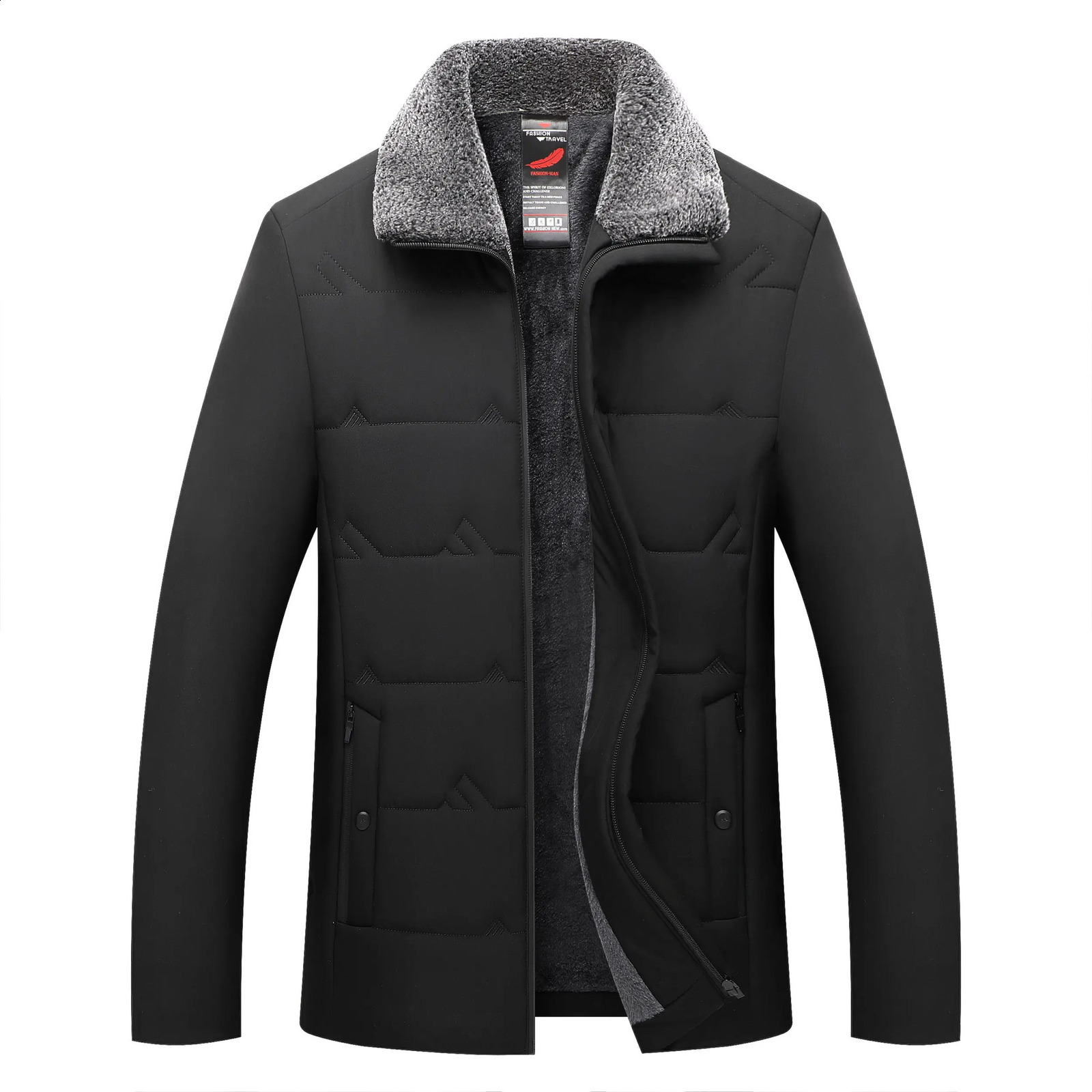 Leisure Autumn Winter Mens Warm Plush Jacket Business Solid Color Thick Wool Windproof Velvet Top 240812