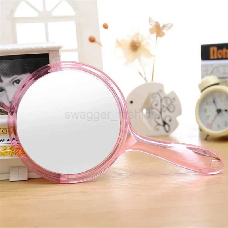 Hand Mirror Double-sided Handheld Mirror 1x/3x Magnifying With Handle Transparent Hand Mirror Rounded Shape MakeupXJ240813
