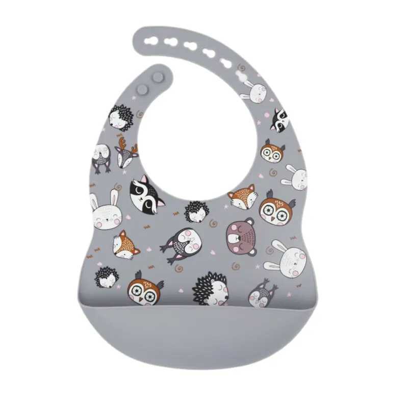 Bibs Burp Cloths New Arrival silicone baby bibs silicon printing newborn bib feeding burp cloth avocado zoo tractor printing tablewareL4812