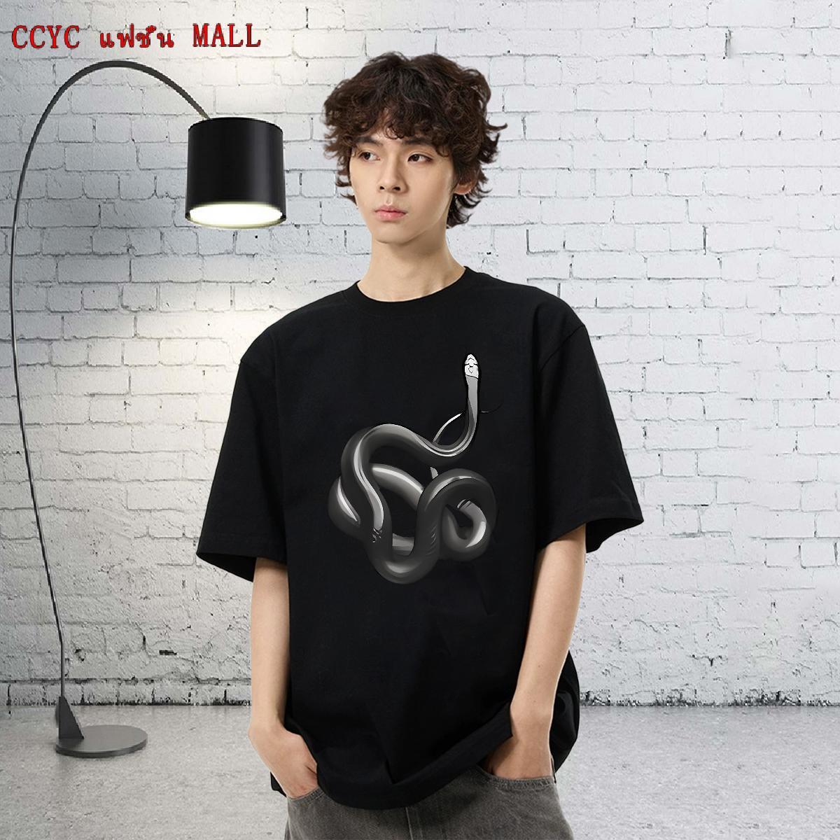 Loose Tshirts Casual Beach 230g 100% Cotton Graphic Crew Neck Breathable snake Man T Shirts Free Shipping Clothings