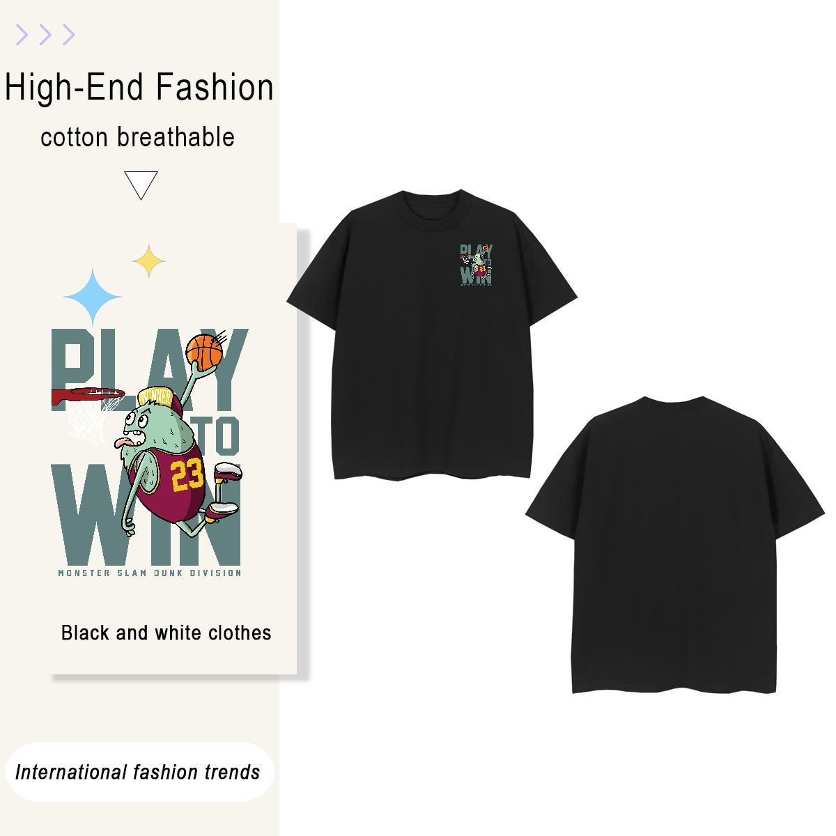 T shirt 100% Cotton 230g USA Daily Outfit Crew Neck Breathable Black White Men Tees 2024 DIY Brand Wear