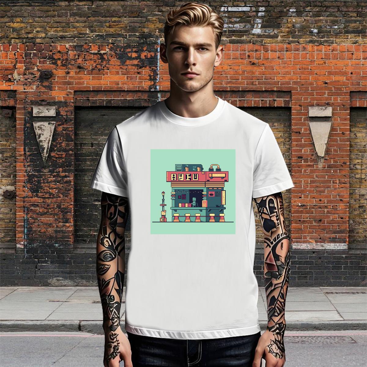 Comfortable Men Clothes T-Shirt Spring Summer 230g Cotton Skull O Neck Short Sleeves robot T Shirt For Man Casual New Tops
