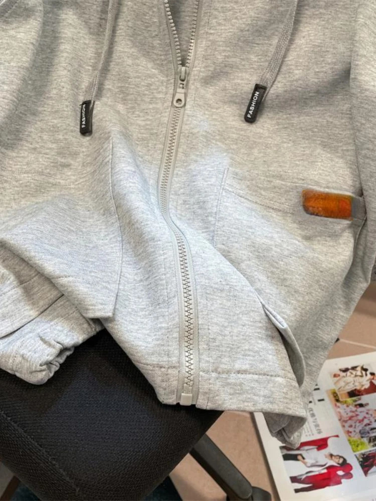 Preppy Style Hoodies Solid Color Pockets Zipper Sleeveless Vests Sweatshirts Simple Plus Size All Match Vintage Women Clothing 240812