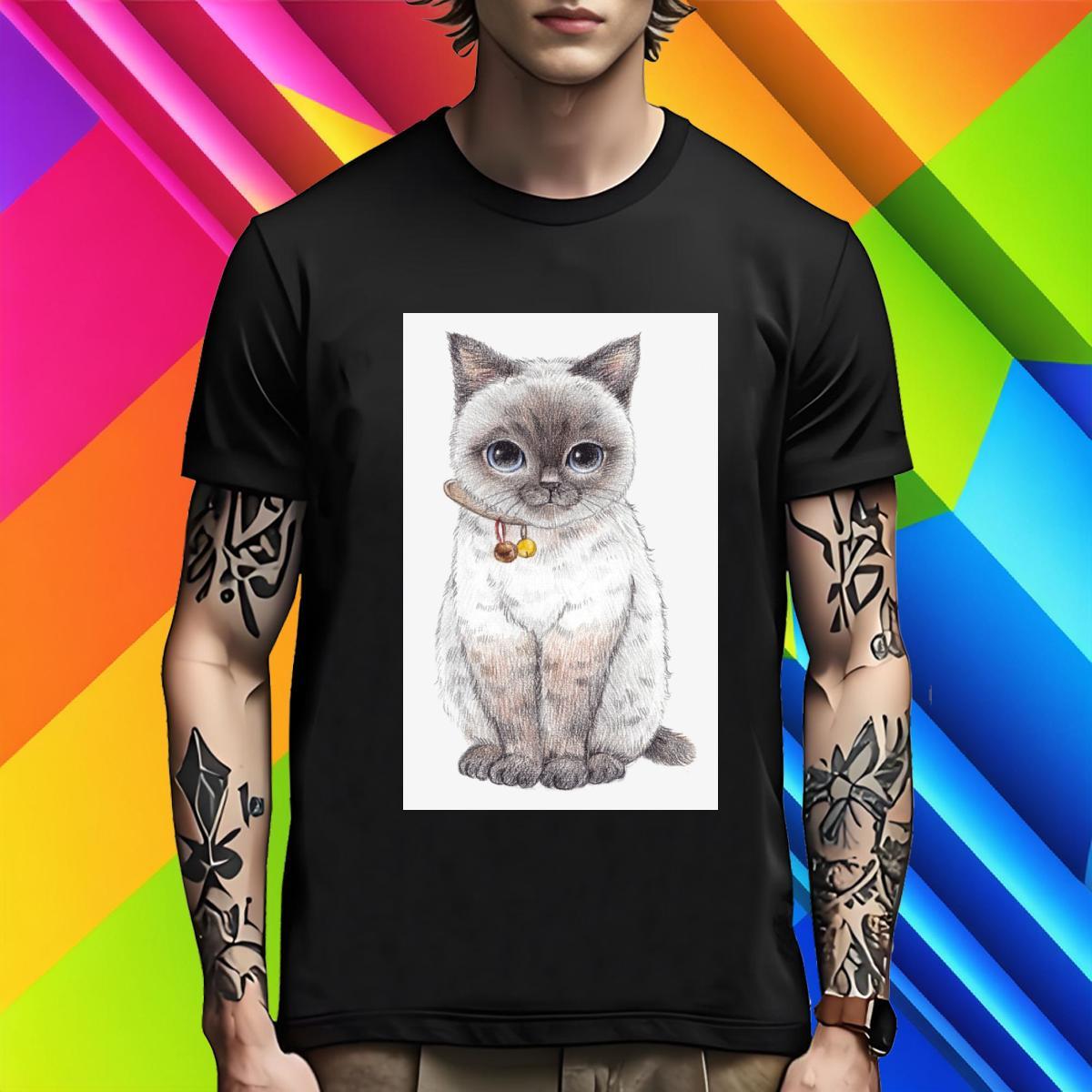 Unisex T Shirts Men cat Crew Neck Breathable Casual Custom Big Size 230g Pure Cotton Men Tops Tees 2024 New Tops Shirt