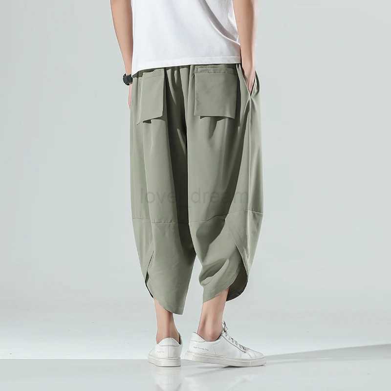 Vintage Harem Joggers Men Calf-Length Pants Streetwear 2024 Solid Color Casual Summer Pants Male Harajuku Fashion TrousersXJ240813