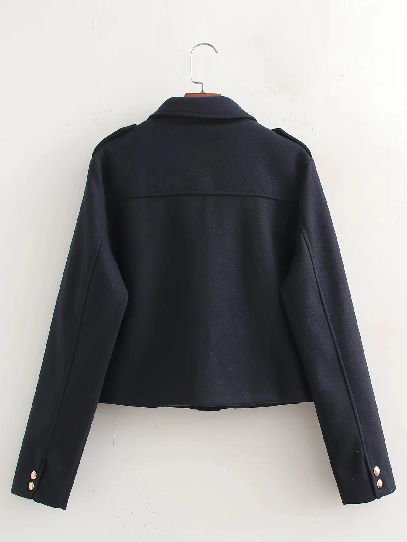 KAOPU ZA Womens Short soft tweed Casual Jacket Women Fashion Spring lapel long sleeve pocket coat 240812