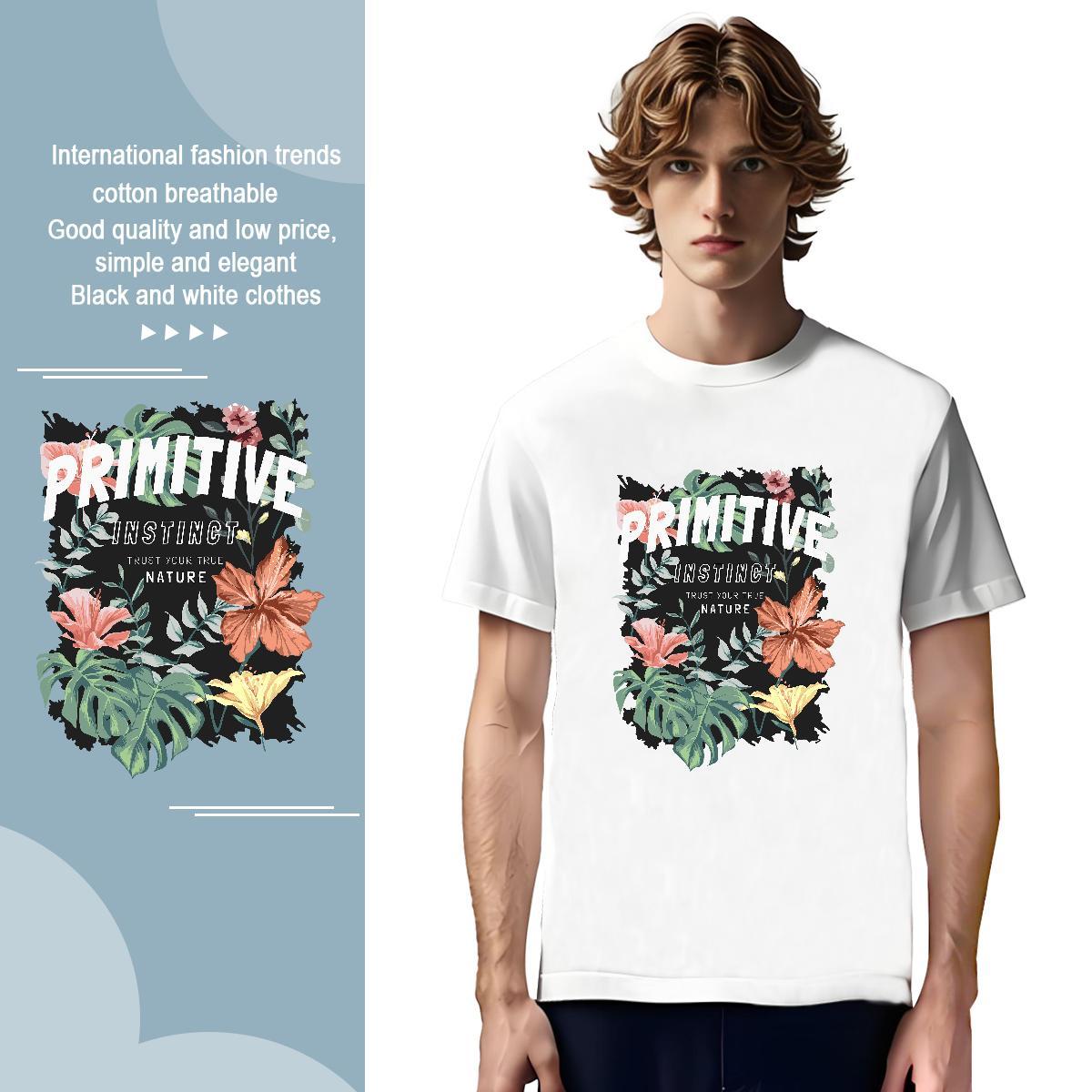 Men T Shirts 230g Cotton flower Street wear Hip Hop Breathable Short Sleeve DIY Logo Oversized Men Tees Customized Brand Tees Shirts