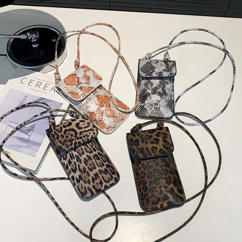 Fashion Mini Crossbody Bag Women Leopard Printing Shoulder Messenger For Girls Serpentine Leather Bolsas Ladies Phone Purse 240812