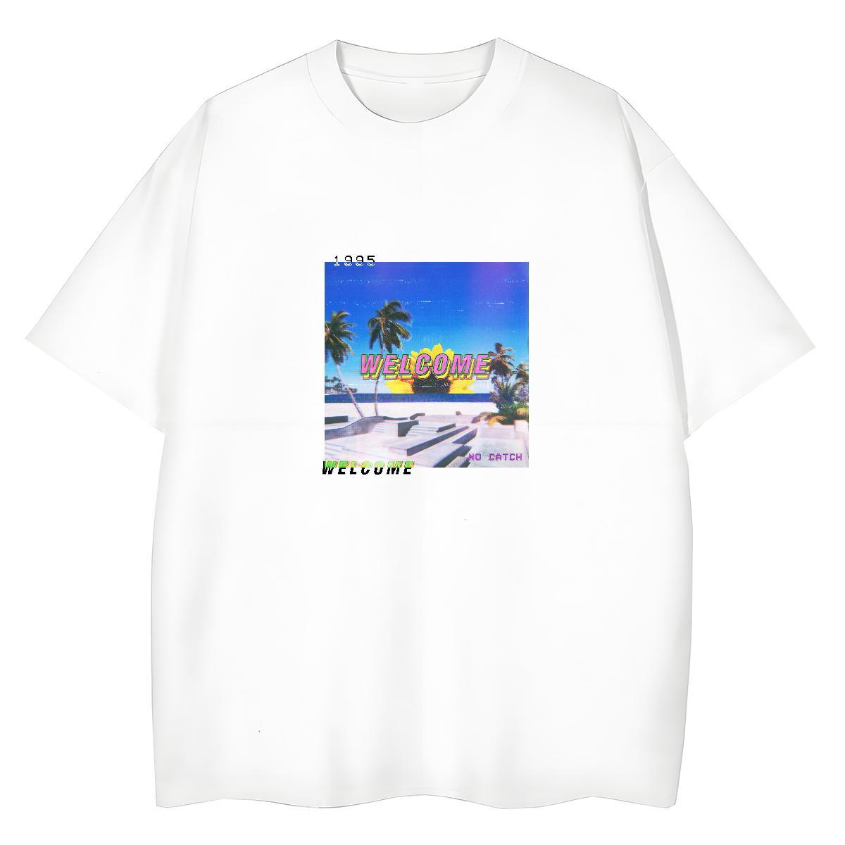 Free Shipping Tshirt for Man Woman Spring Summer 100% Cotton 230g Floral Print Breathable Crew Neck beach T-Shirts for Men 2024 New Tees