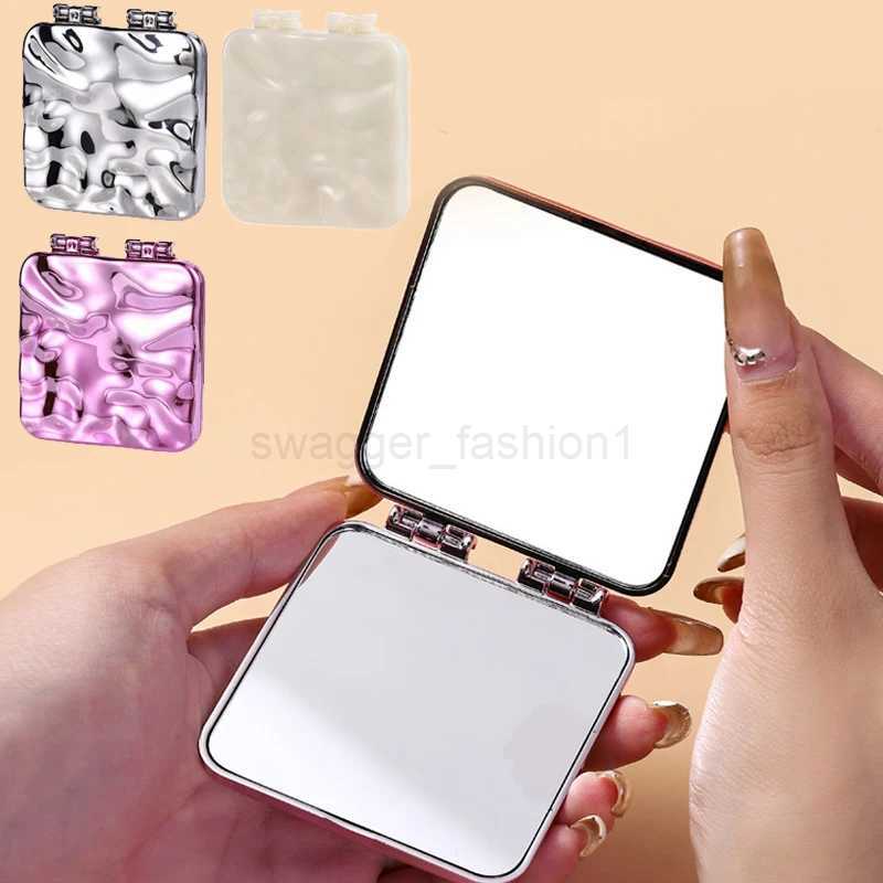 Foldable Plating Makeup Mirror Mini Square Makeup Vanity Mirrors Portable Hand Mirrors Double-sided Compact Mirror Pocket MirrorXJ240813