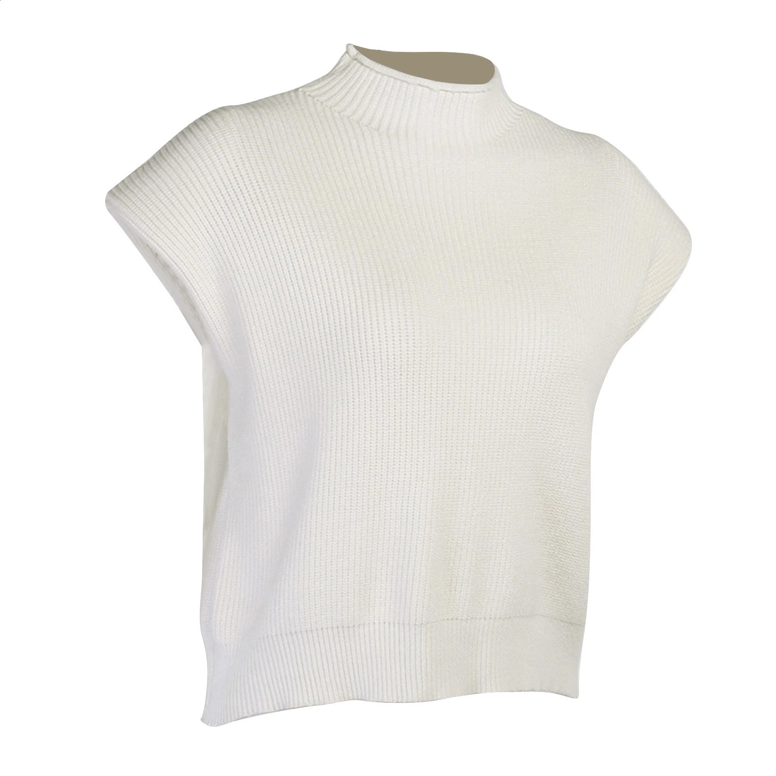 Pull rod womens Hiver elastic navy blue collar sleeveless vest sweater with shoulder pads knitted pull autumn winter skydiving casual top 240812
