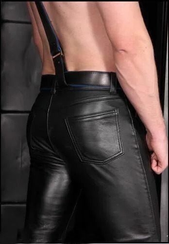 Men Stretchy Leather Pants Slim Clothing PU Skinny Wet Look Tights Long 240812