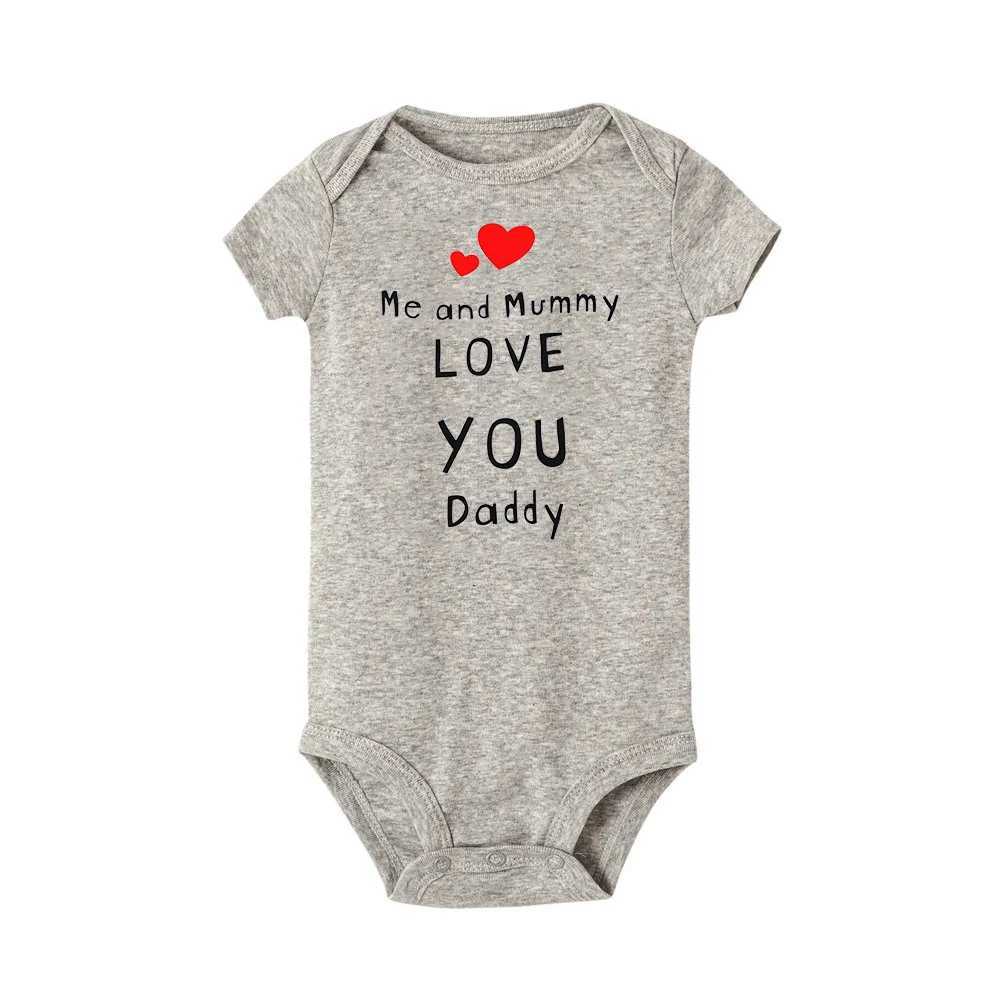 My mom and I love you dad baby boy girl jumpsuit newborn baby clothing short sleeved bodysuit Valentines Day gift W240812