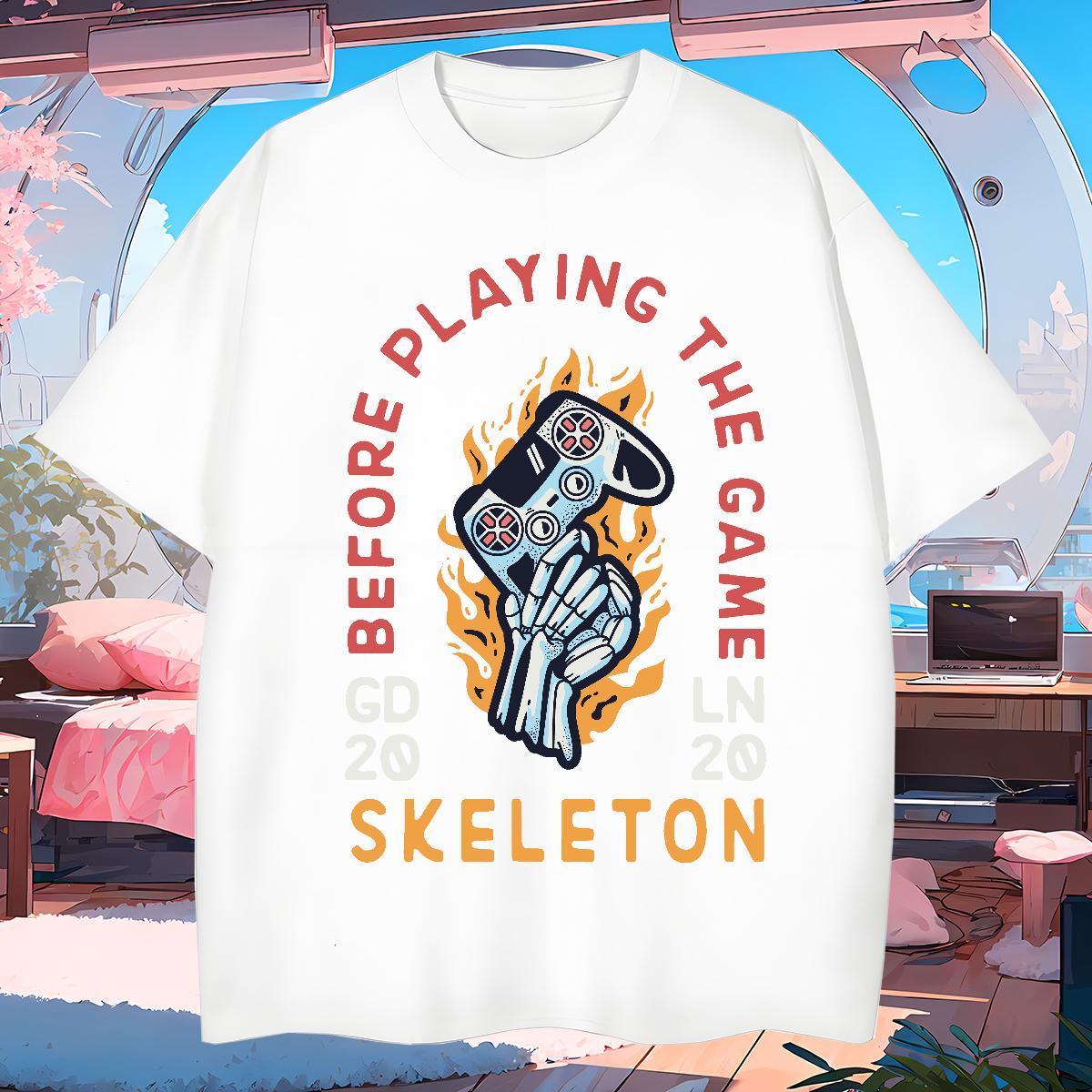 T-Shirts for Men 230g Cotton amusement game Beach Round Neck Short Sleeve White Plus Size Tshirt for Man Woman Fashion Cool Polos