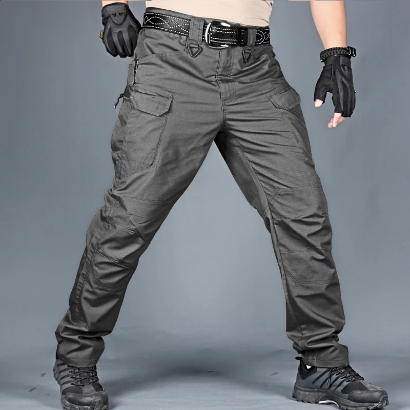 Mens Tactical Pants Multiple Pocket Elasticity Military Urban Tacitcal Trousers Men Waterproof Cargo Pant 6XL 240812