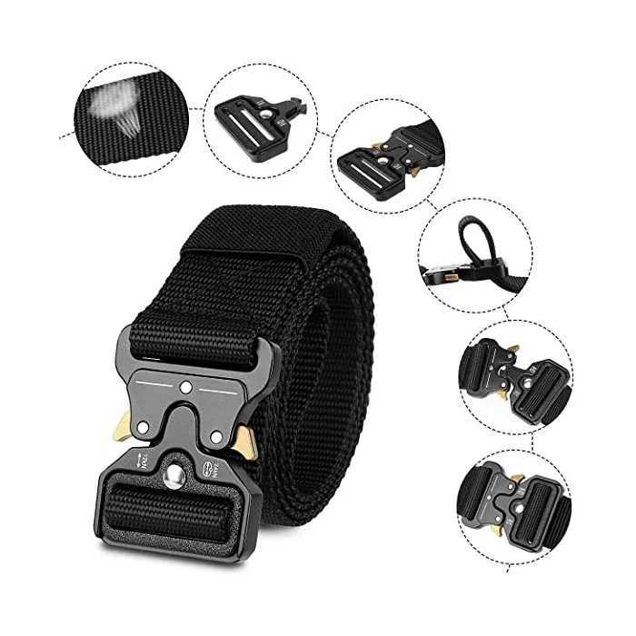 Mens waist belt military outdoor hunting tactics outdoor mountain multifunctional tactics nylon canvas plastic buckle belt W240807