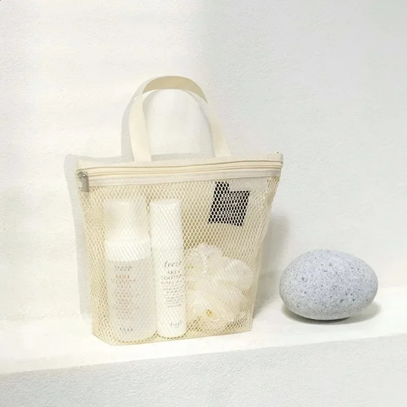 Mesh Makeup Toiletry Storage Bags Handbags Portable Travel Washing Body Shower Tools Organizer Hanging Cosmetic Pouch 240812