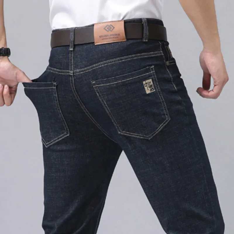 High quality mens denim jeans elastic business straight summer denim new fashion classic mens comfortable day pantsW240715