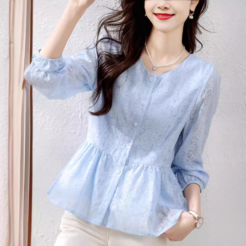 Xiaoxiangfeng Chiffon for Women's Spring and Autumn 2024 New Style Aging Reduction Top Short Skirt Small Shirt