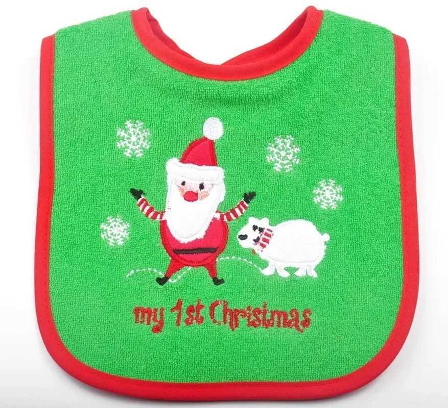 Bibs Burp Cloths Waterproof Christmas Baby Bibs Round Neck Burp Cloths Santa Elk Christmas Tree Pattern Infant Saliva Towel Xmas Kids Gift ApronL4812