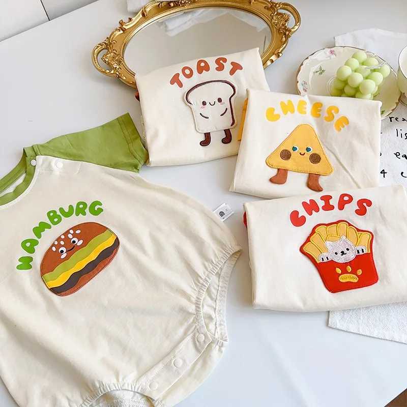 Summer Cute Cartoon Baby Triangle jumpsuit Thin Style Newborn Boys and Girls Snap Button Soft Breathable Short Sleeve Dress W240812
