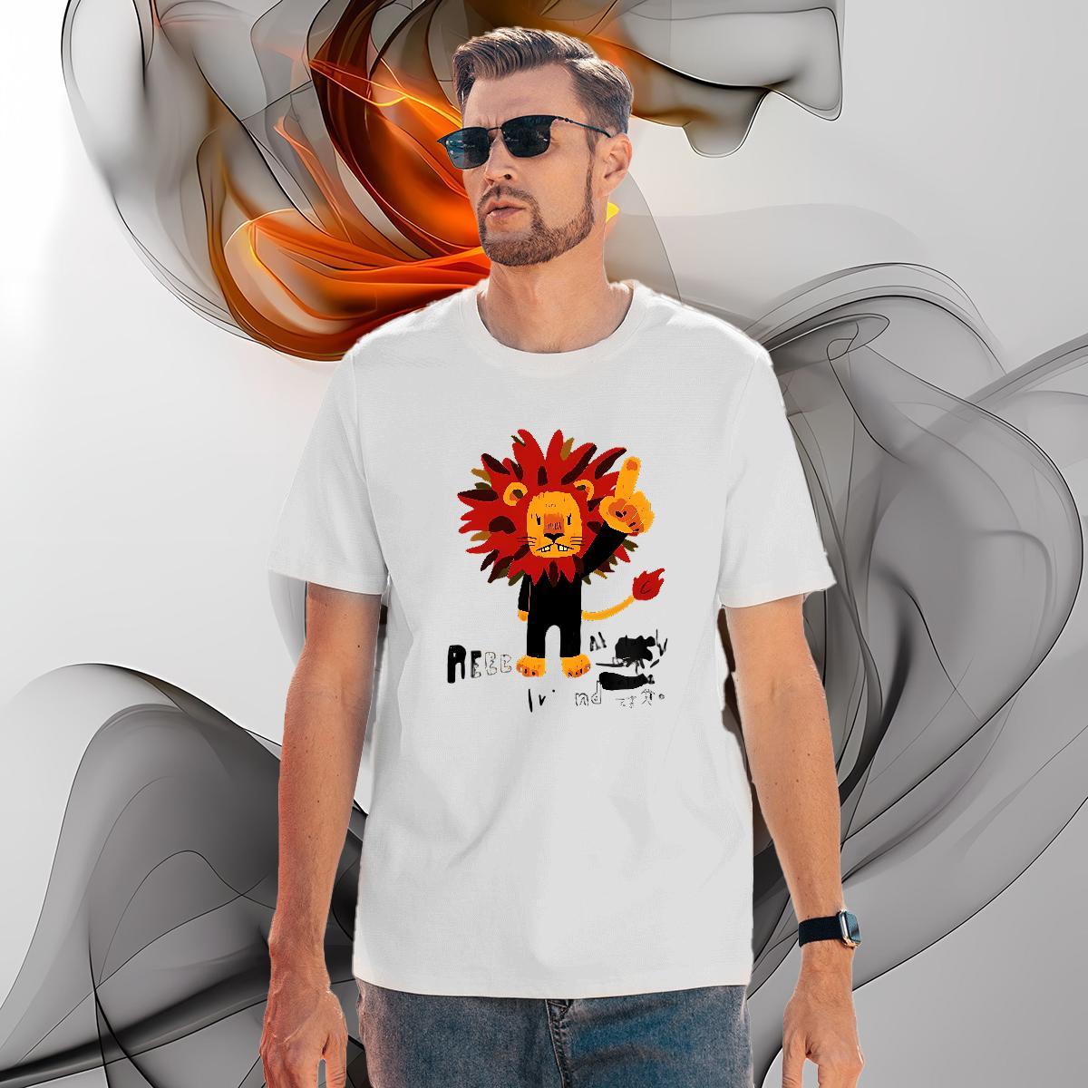 Loose Fit lion T Shirts Men Summer Casual Tshirt for Man Woman 100% Cotton 230g 2024 DIY Breathable Crew Neck Custom Printed Tee Shirt