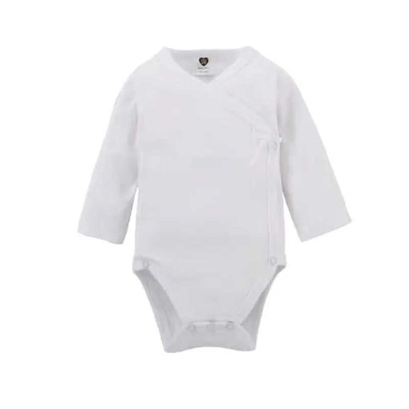 Baby clothing jumpsuit baby boys clothing girls clothing childrens long sleeves 100% pure cotton white baby newborn top side opening W240812