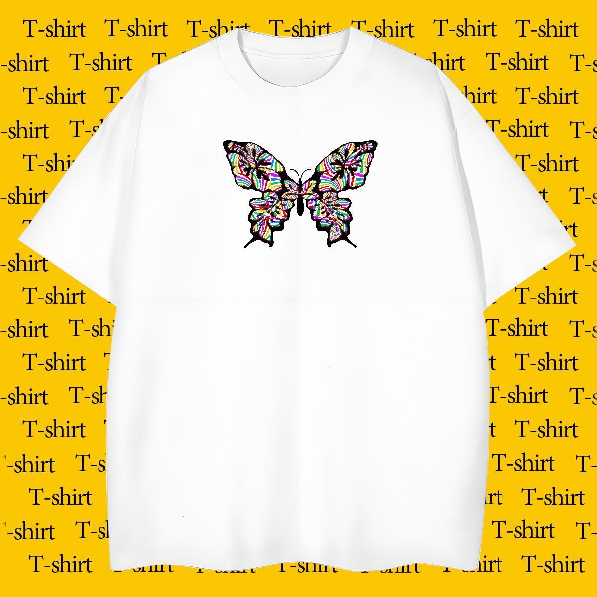 Classic T Shirts Men Butterfly Breathable Short Sleeve Casual Daily Wear DIY 100% Cotton 230g Men Tees 2024 Tees Shirts