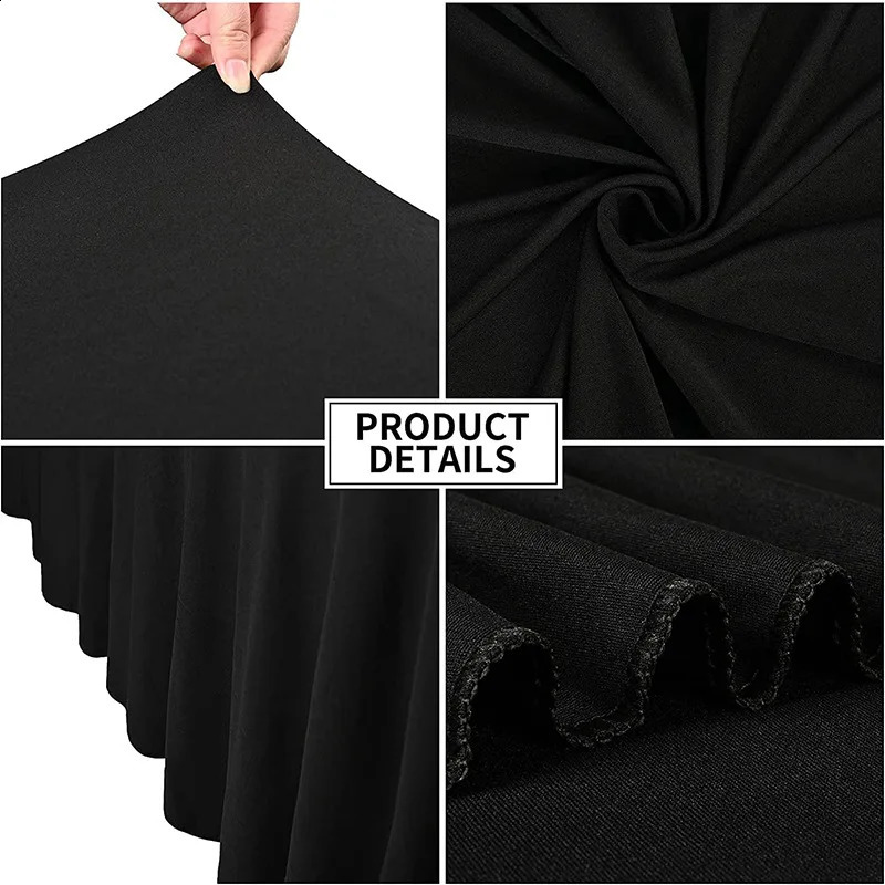 Elastic Table Cover for Wedding Banquet Skirt Black and White Color spandex tablecloth outdoor family gatherings 6 feet 8 240812
