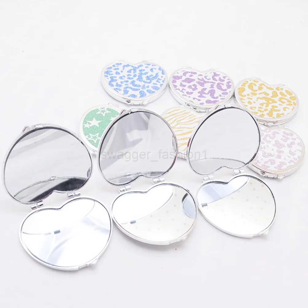 Travel Vanity Mirrors Pocket Heart Shaped Makeup Hearts Portable Double Sides Make up Mirror for Women (RandomXJ240813