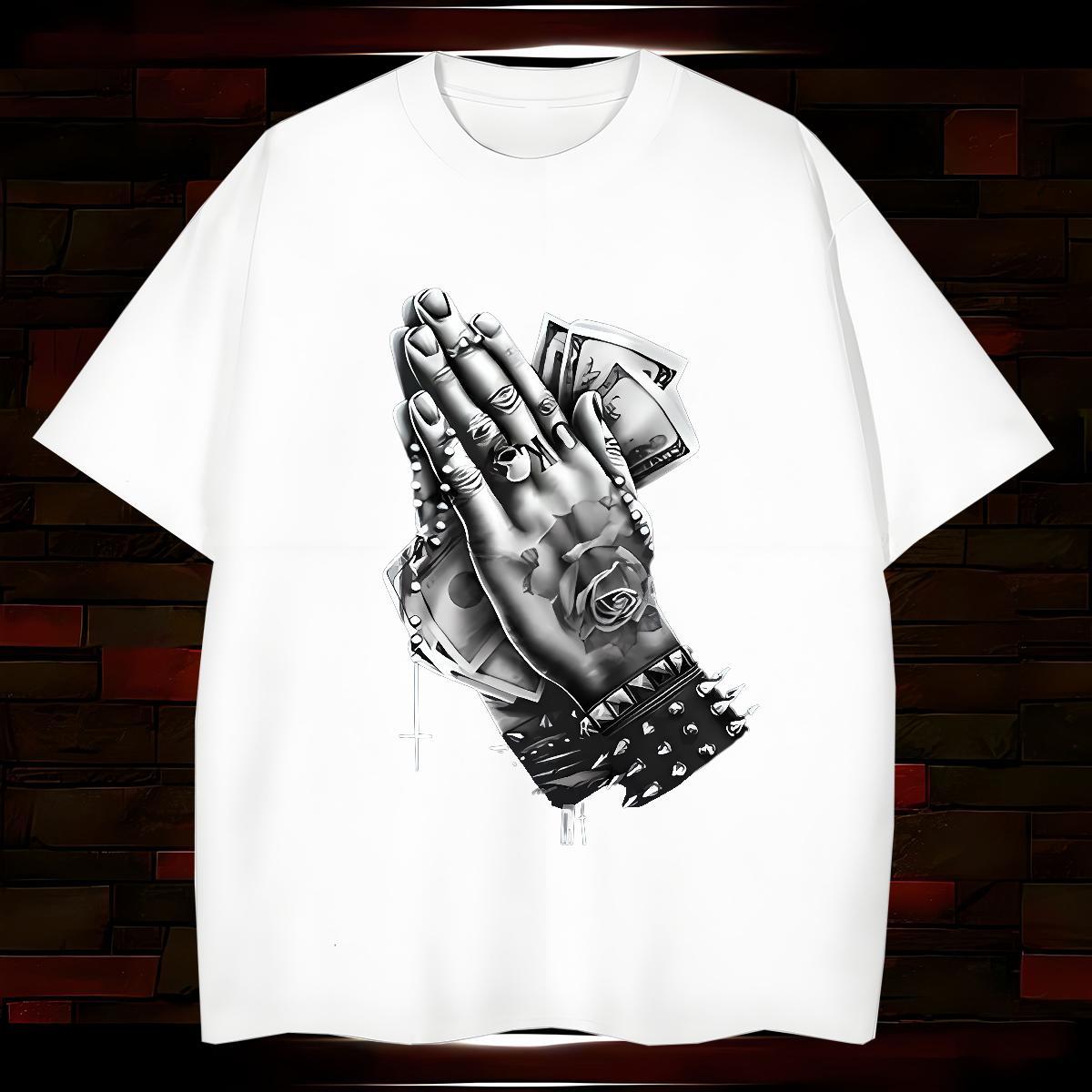 Men T Shirts 230g 100% Cotton hands Hip Hop O Neck Short Sleeves Customized Men Tshirts Stylist Classic Tees Shirts