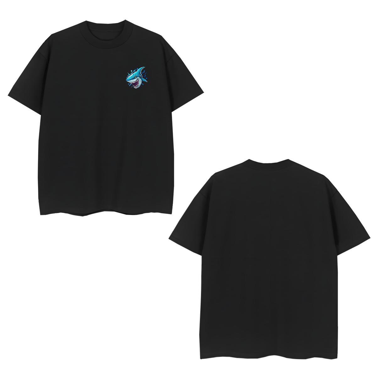 Men T Shirts 230g 100% Cotton Shark Summer Casual Breathable Crew Neck White Plus Size Men Tees New Wholesale Tshirts