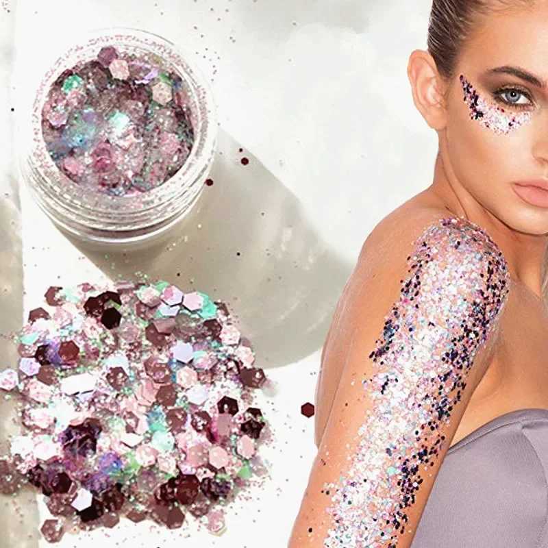 New Mixed Glitter Sparkling Round Color Sparkling Jar Nail Facial Body Shadow Sparkling Beauty Makeup Sparkling Powder W240812