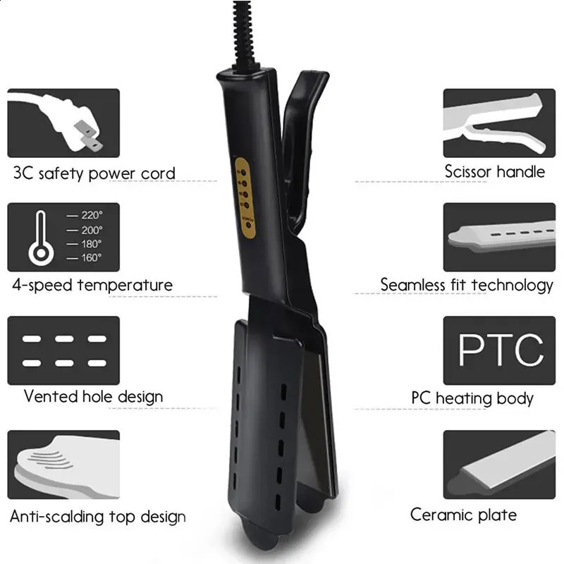 Wide Plate Ionic Flat Iron Hair Straightener Gray High Tech Professional Steam Hair Straightener Adjustable Temperature 4 Gear 240808