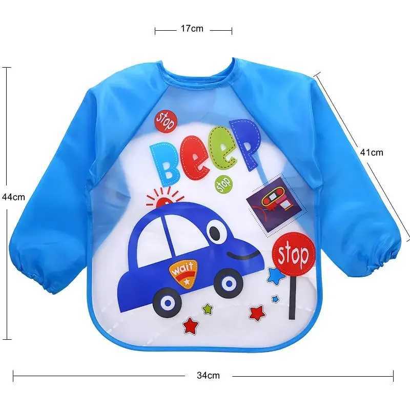 Bibs Burp Cloths 1Pcs Cartoon Animal EVA Waterproof Baby Apron for Infant Long Sleeve Children Feeding Scarf Apron Smock Bandana Bibs Burp ClothL4812