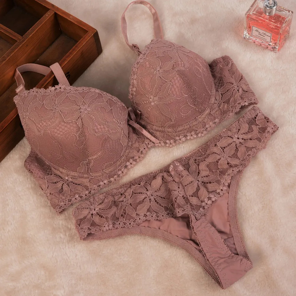 Lace Embroidery Bra Set Women Plus Size Push Up Underwear Set Bra and Panty Set 32 34 36 38 ABC Cup For Female 240812