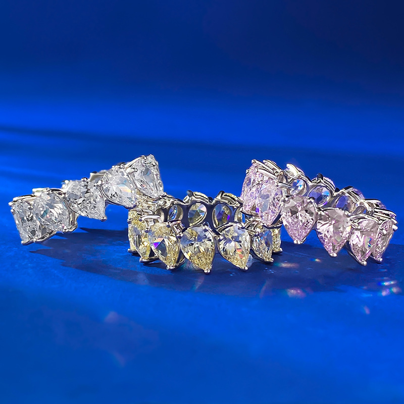 Sparkg Water Drop Pear Cut Moissanite Eternity Ring - Sterg Sier Ladies Wedding Jewellery