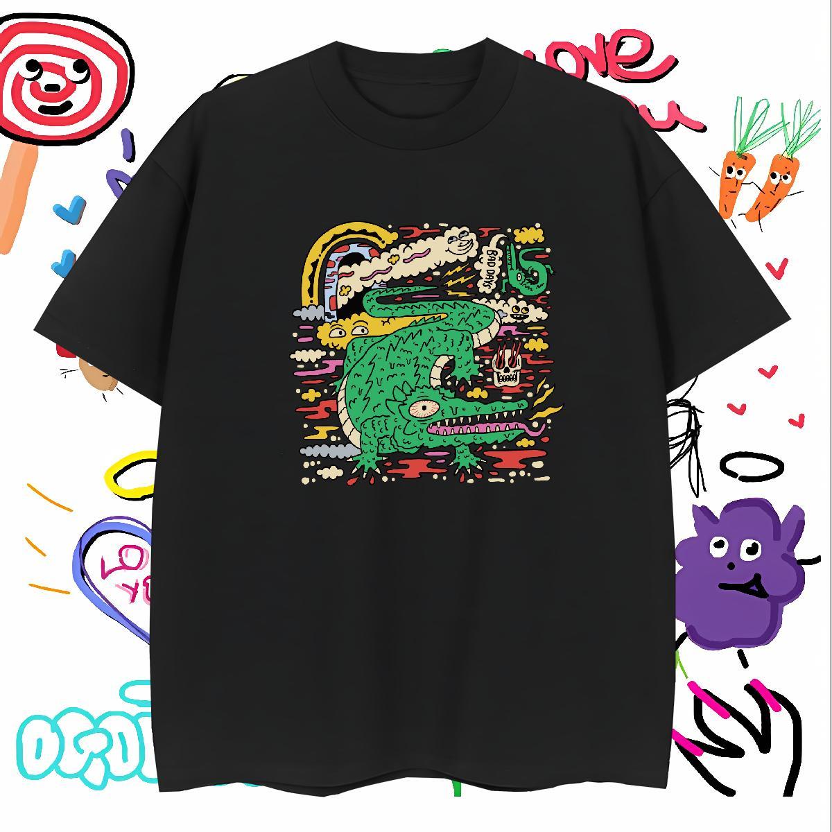 Mens T Shirts 230g Cotton crocodile Anime Printing Street Short Sleeve O-Neck Customized Print Couples T Shirts Stylist Comfortable Tops Tees