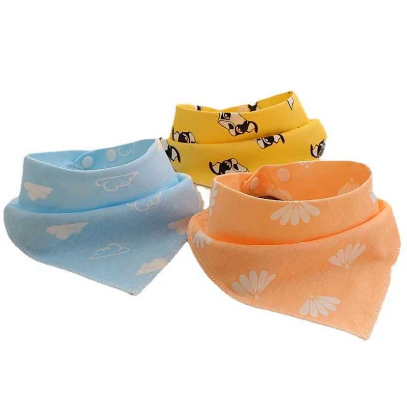 Bibs Burp Cloths 1pcs 100% Organic Cotton Baby Bibs Triangle Burp Cloths Cartoon Saliva Towel Baby Feeding Bibs Soft Absorbent Boys Girl BandanaL4812