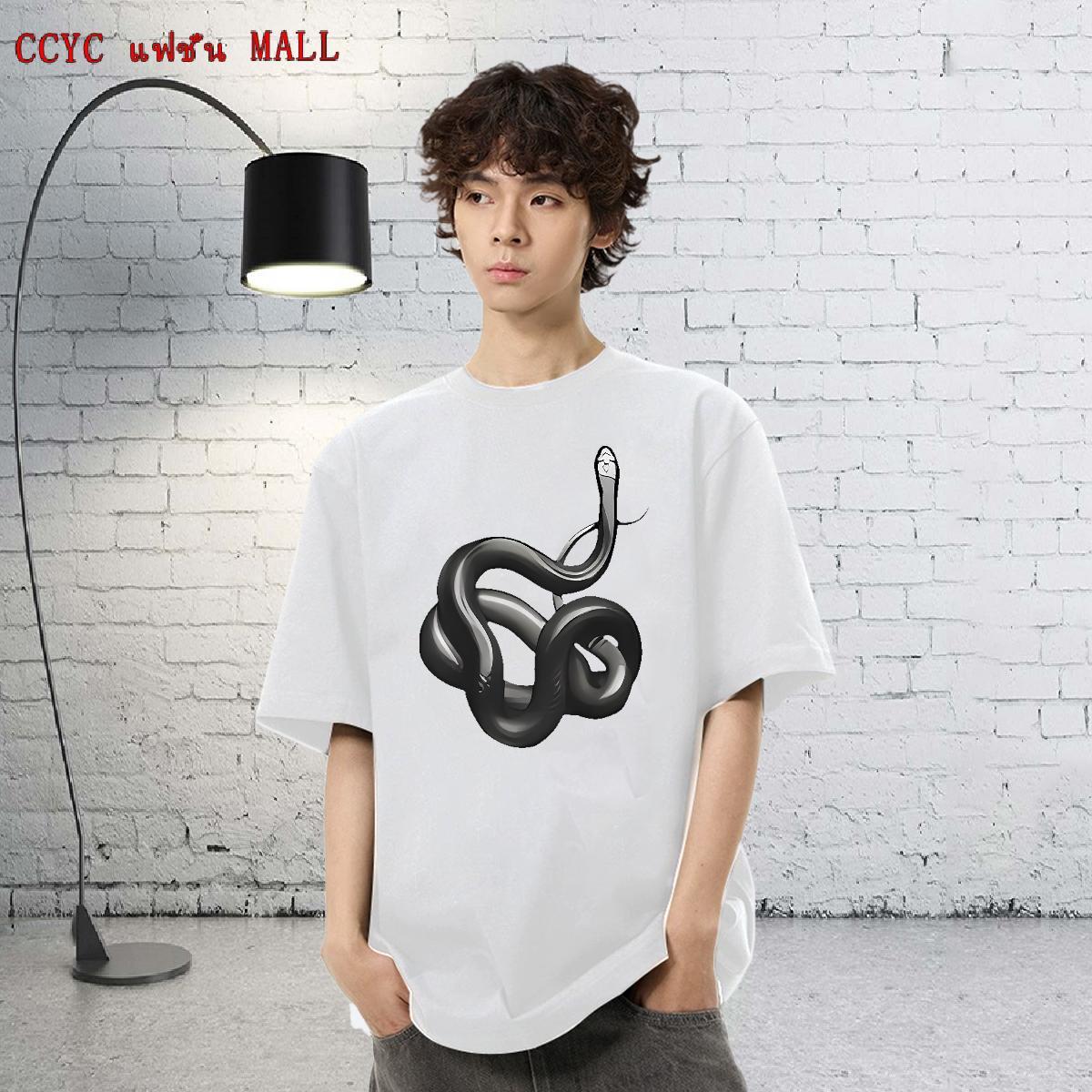 Loose Tshirts Casual Beach 230g 100% Cotton Graphic Crew Neck Breathable snake Man T Shirts Free Shipping Clothings