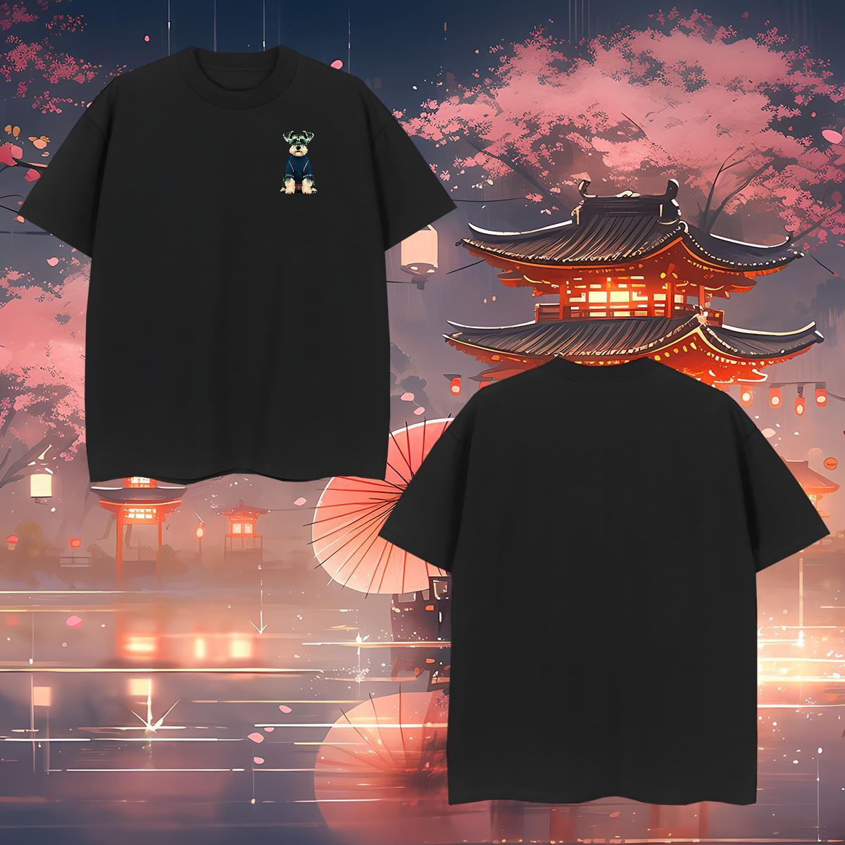 Unisex T Shirts Men dog Breathable Crew Neck High Street Hip Hop Black Oversized 100% Cotton 230g Men Tees Free Shipping Wear