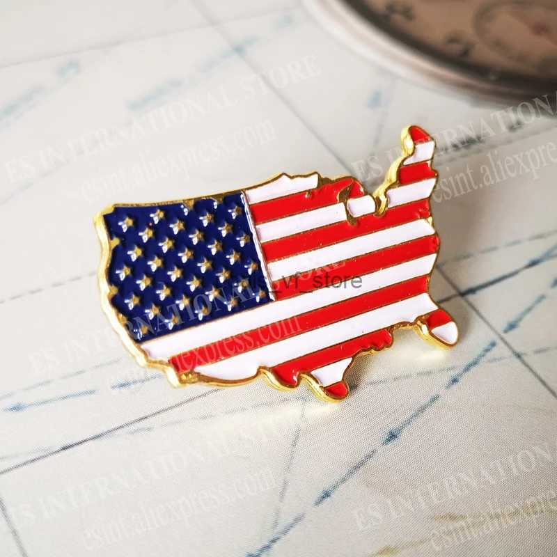 Pins Brooches Arts and Crafts US Flag Metal Collar Pin Sandblasting Back Accessories Map Brooch Set Badge Patriotic Personality Decoration H240813