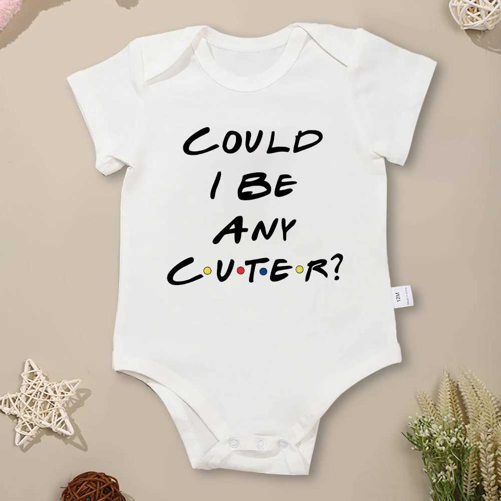 Can I be any cute person? Interesting baby boy and girl clothing aesthetic fashion newborn Onesies cotton short sleeved summer bodysuit W240812
